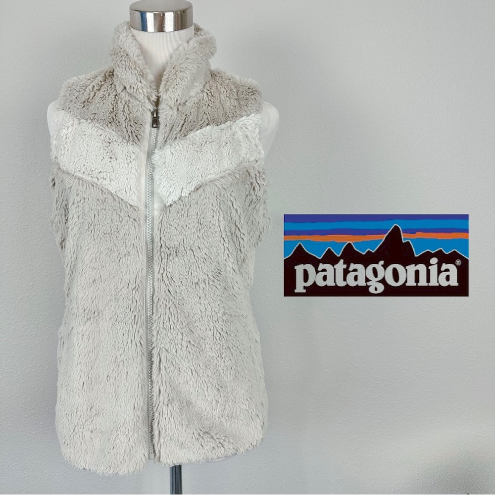 Patagonia Pelage Fleece Vest Women Medium Gray Chevron Full Zip 28220 FA14